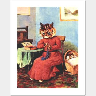 Sewing Cat by Louis Wain Posters and Art